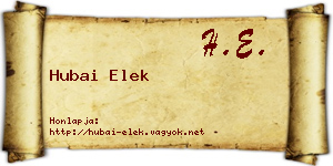 Hubai Elek névjegykártya